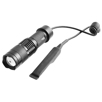 Bailong Ліхтар світлодіодний акумуляторний підствольний з зумом для полювання тактичний з виносною кнопкою під рушницю Black (F05К401)