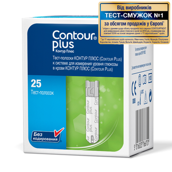 Тест полоски для глюкометра Контур плюс 25шт - Contour Plus