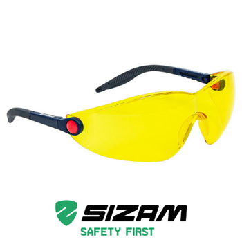 Очки защитные открытого типа с регулировкой длинны и углом оправы 2741 Sizam I-Max желтые 35047