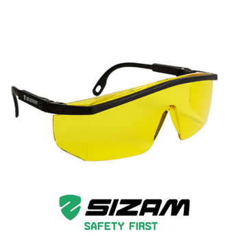 Очки защитные открытого типа с регулировкой длины и угла оправы 2711 Sizam Alfa Spec желтые 35039