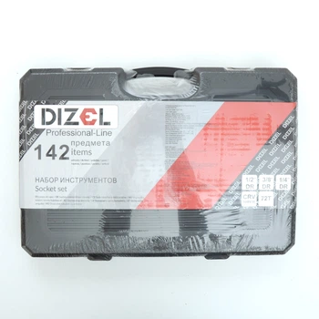 Набор инструментов 142 предмета DIZEL DZ-142 1/2-3/8-1/4" (Е+ свеч+ удл+ трещ+ ворот+ кард+ биты+ инстр)