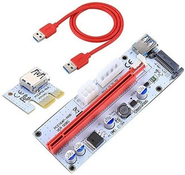 Адаптер-райзер PCE164P-N06 VER008S USB 3.0 PCI-E Express 1x to 16x 60 см USB 3.0 Cable 15/6/4-pin Power
