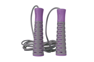 Скакалка тренировочная спортивная для фитнеса PowerPlay 4206 Jump Rope PRO+ Серо-фиолетовая (2,75m.) (OPT-2401)