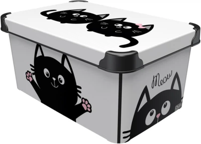 Контейнер для зберігання з кришкою Qutu Style Box Meow Black 10 л (STYLE BOX з/кр. MEOW BLACK 10 л)