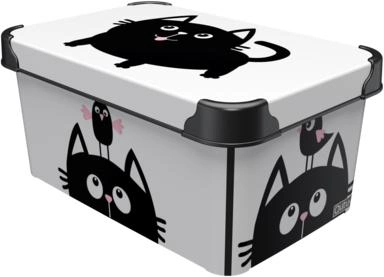 Контейнер для хранения с крышкой Qutu Style Box Meow Black 5 л (STYLE BOX с/к MEOW BLACK 5л.)