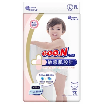 Подгузник GOO.N Plus для детей 9-14 кг L унисекс,на липучках 54 шт (843336)