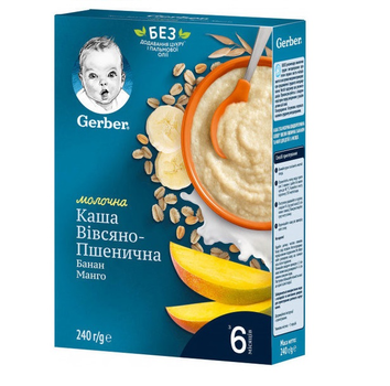 GERBER каша Суха мовляв вівсяно-пшенична банан / манго з 6міс 240 г 4053 (bc-343575)