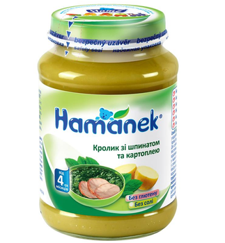 Пюре Hamanek кролик зі шпинатом і картоплею 190 г (bc-345379)