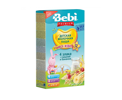 Каша Bebi Premium молочна 4 злака з вишнею та бананом (bc-345193)