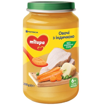 Дитяче пюре овочево-м ясне Milupa Овочі з індичкою 200 г (bc-344999)