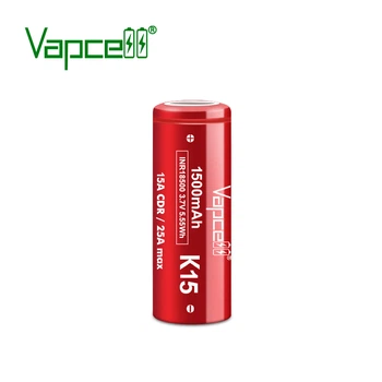 Аккумулятор 18500 литий-ионный (Li-Ion) Vapcell K15, 1500mAh, 15A, 4.2/3.6/2.5V, Red