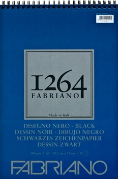Альбом для рисунка Fabriano 1264 А3 200 г/м2 на спирали 40 листов Черный (8001348212195)