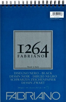 Альбом для рисунка Fabriano 1264 А4 200г/м2 на спирали 40 листов Черный (8001348212188)