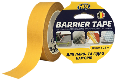 Прозрачная двусторонняя клейкая лента HPX BARRIER Tape для паро- и гидро- барьеров 30 мм x 25 м Прозрачный (BAR3025)