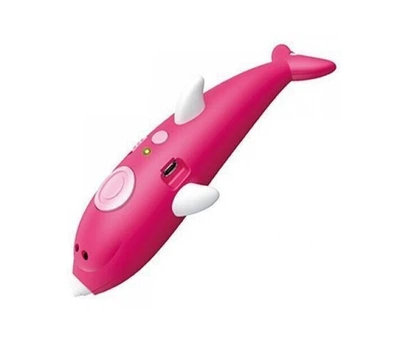 Ручка 3D аккумуляторная с трафаретом дельфин 3D pen K9903 Розовый (MD14598)