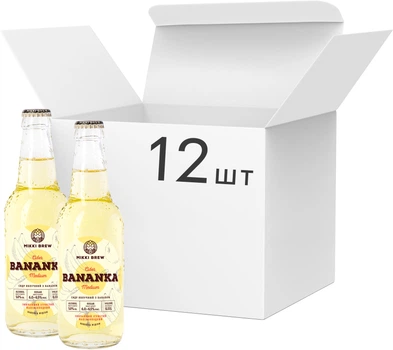 Упаковка сидра MIKKI BREW Bananka игристый полусладкий 5% 0.33 л x 12 шт (14820183001211)
