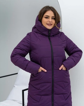 Женская зимняя куртка с капюшоном удлинённая MODA 000117 XXL (52) Сиреневый (М-000117/3 C)