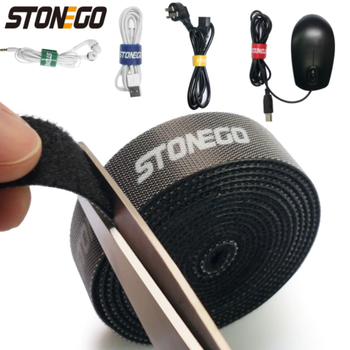 Органайзер кабелю Stonego стяжка липучка хомут для дротів 1 м Black