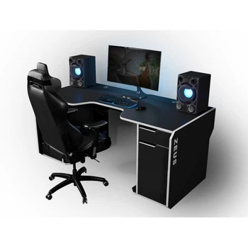 Геймерский эргономичный стол ZEUS™ Viking-2S, 160х85 (80) см, черный/белый