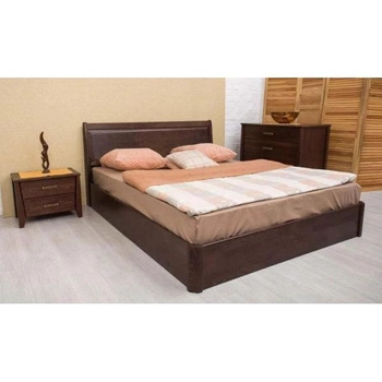 Кровать деревянная двуспальная с подъемным механизмом филёнка 160х200 с основанием Сити Микс Мебель Орех темный
