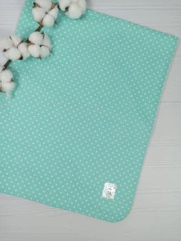 Непромокаемая пеленка многоразовая 80×100 для новорожденных a.l.babybox Горох белый Мятный