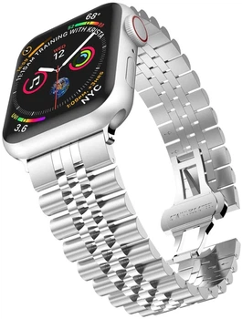 Металевий ремінець Fruct 5-Bead Rolex Metal Band для Apple Watch 42/44/45/46/49 mm Silver