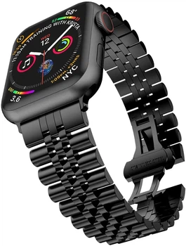 Металевий ремінець Fruct 5-Bead Rolex Metal Band для Apple Watch 42/44/45/46/49 mm Black