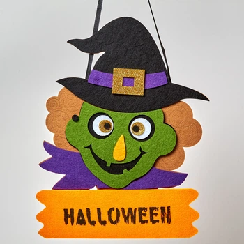 Підвіска на Хелловін Відьма з написом Halloween, 30х21 см