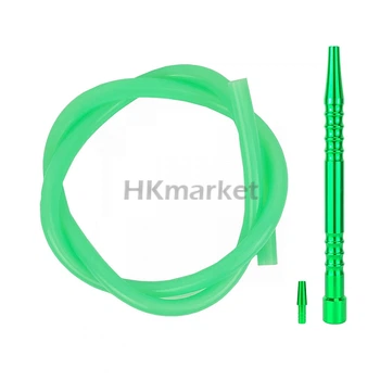 Шланг для кальяну силіконовий з металевою рукояткою Green (hk0051)