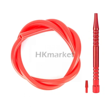 Шланг для кальяну силіконовий з металевою рукояткою 2 Red (hk0045)
