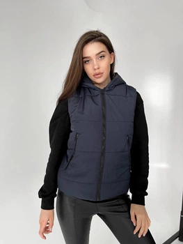 Жилет жіночий з капюшоном K&ML 026 XL - XXL ( 50 - 52 ) Синій ( 026 - 05 )