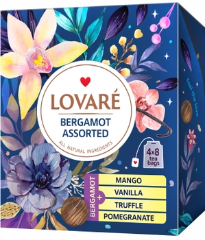 Чай черный Lovare Ассорти Бергамот пакетированный 4 вида по 8 шт (4820198879822)
