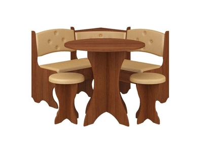 Кухонный уголок с круглым столом Пехотин Боярин Лесной орех/Кофе