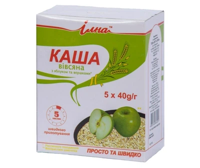 Упаковка каша овсяная Ілна яблоко 5 шт х 40 г