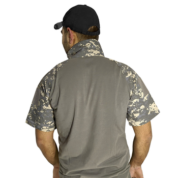 Тактическая футболка с коротким рукавом Lesko A416 Camouflage ACU XXL мужская на змейке камуфляжная (K/OPT2-4251-12416)