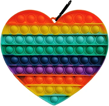 Іграшка антистрес пупирка серце Pop It Heart Rainbow 20х18 см