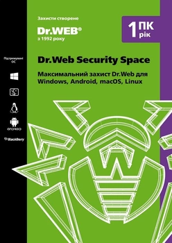 Dr. Web Security Space, продление лицензии, на 1 год, на 1 ПК (электронная лицензия)