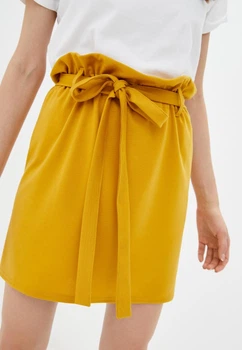 Трикотажная юбка с поясом Подіум Bealt 27921-MUSTARD S Горчичный