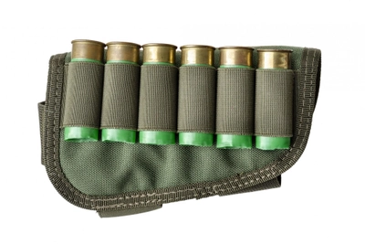 Патронташ на приклад для 6 патронів 12/16 калібр A-LINE зелений (М12)