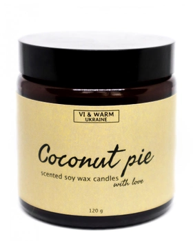 Ароматична свічка соєва VI & Warm Coconut Pie солодкий аромат свіжої випічки з кокосовим кремом скло коричневий 120г (CPD120)
