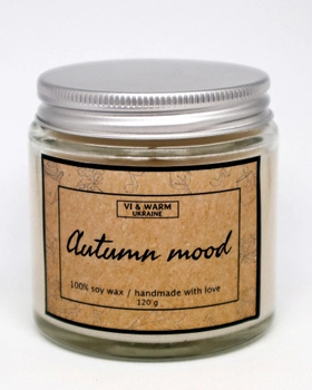 Ароматична свічка соєва VI & Warm Autumn mood (Осінній настрій) апельсин, кориця і гвоздика скло 120г (AMW120)