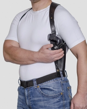 Подплечная, вертикальна шкіряна кобура A-LINE для револьвера чорна (3КП4)