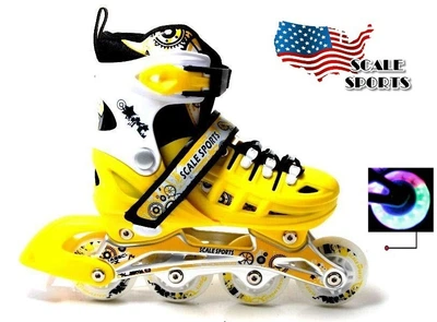 Роликовые коньки детские раздвижные Scale Sports YELLOW LF 905 Желтые размер 34-37 передние колеса СВЕТЯТСЯ