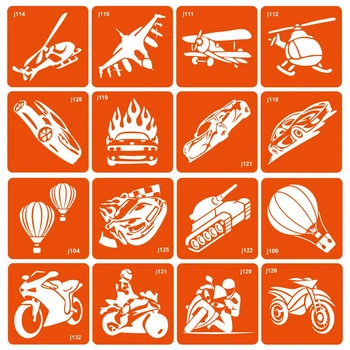 Набор трафаретов для био-тату Fresh Tattoo "Transport" (transport-16)