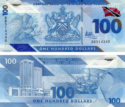 Банкнота Тринідад і Тобаго 100 доларів 2019 UNC Птах (Pnew)