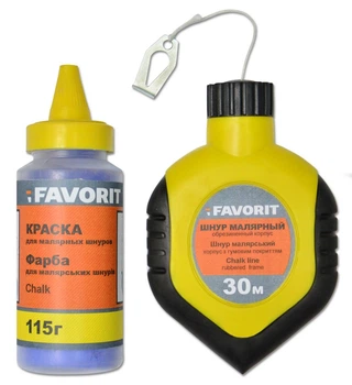 Шнур Favorit малярный (отбивочный) обрезиненный корпус 30 м + краска 115 г (04-334)