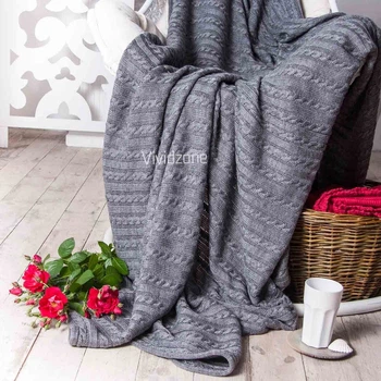 Покрывало вязаное КЛАССИК 180x220 графит