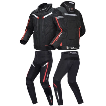 Мотокостюм раздельный текстильный с защитой спины, рук, ног и плечей для мотоциклиста CHOST RACING Черный M GR-Y07