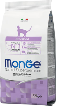 Сухой корм для котов всех пород Monge Cat Sterilized со вкусом курицы 1.5 кг (8009470011938)
