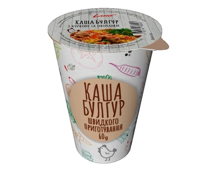 Каша с ложкой в стакане Илна "Булгур" с курицей и овощами 60 г